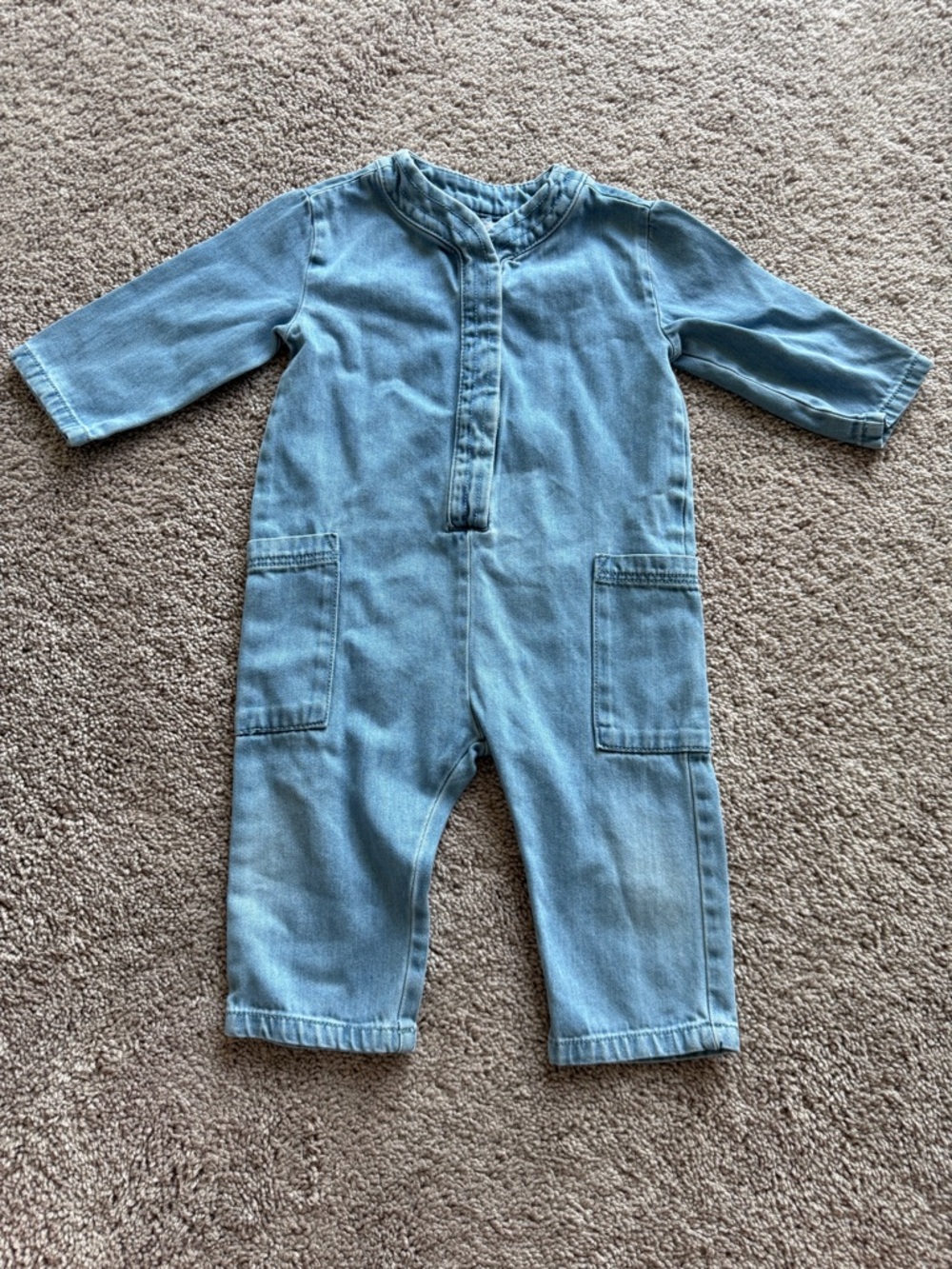 Zara Light Blue Denim-Style Jumpsuit Romper